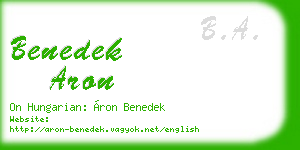 benedek aron business card