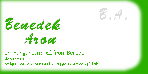 benedek aron business card